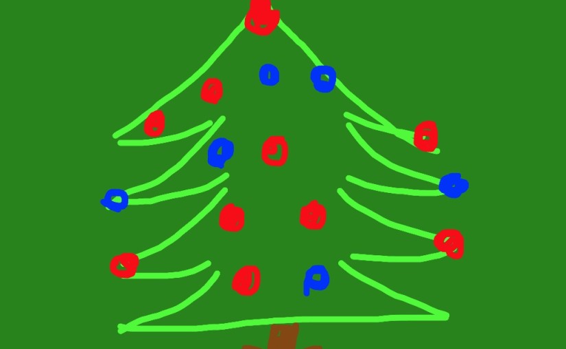 Rode en blauwe kerstballen